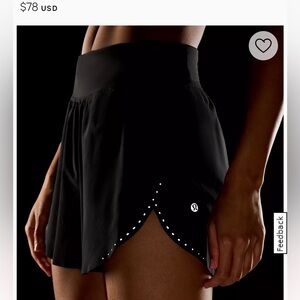 lululemon women’s black fast and free reflexive shorts